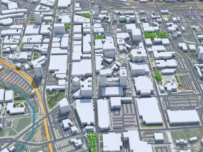 Syracuse Downtown New York USA Low-poly 3D model