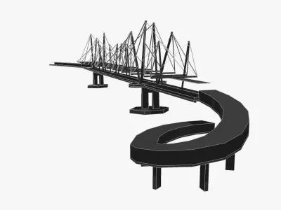 Kurilpa Bridge Low-poly 3D model