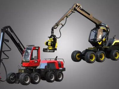 Forest Harvesters Machine - 2 in 1 3D Model Pack