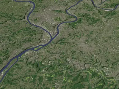 Pittsburgh Pennsylvania USA in 30 km x 30 km - city and urban 3D model