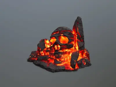 Skull Rock Low-poly 3D model 8