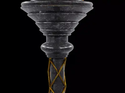 Medieval Fire Torch Game Ready 3D Model 3D model