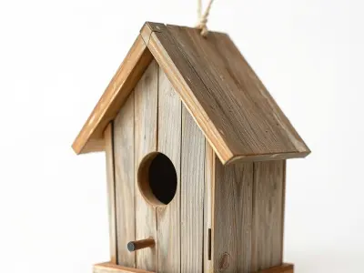 Wooden Birdhouse Model Pack with Realistic PBR Textures Low-poly 3D model