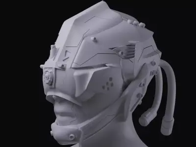 Cyborg Helmet 3D model 3D model