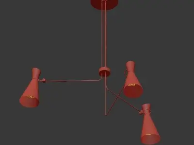 Simone pendant light with three lamps hanging from it 3D model
