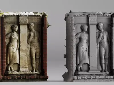001704 Source of Love Marble Relief 1930 Architectural Sculpture 3D print model