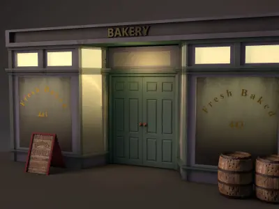 Aged Vintage Storefronts 3D model
