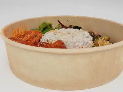 Bibimbap Korean rice dish Poke bowl lunch rice pork and cabbage 3D model
