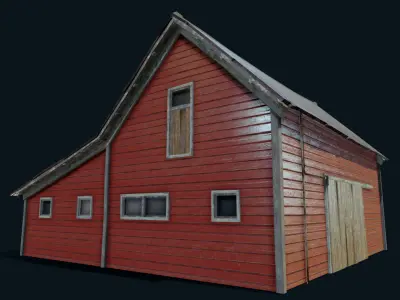 Farm Red Barn Low-poly 3D model