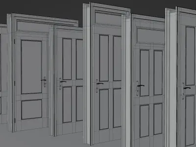 Door Set Stucco Interior and Exterior 3D model
