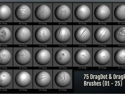Metal Surface Maker 300 ZBrush Brushes 3D model