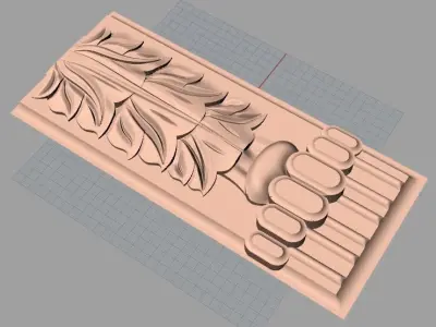 Door Post flower 3D STL Model for CNC Router Carving E962 3D model