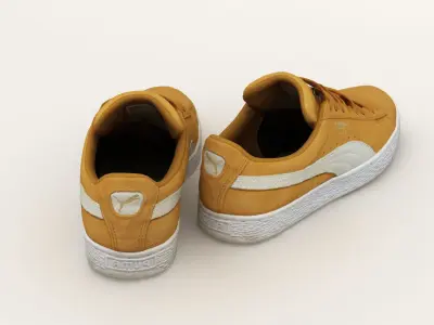 Yellow Suede Puma Sneakers 3D model