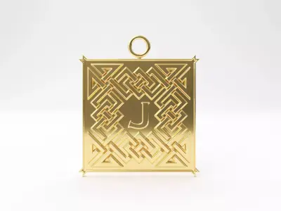 Celtic pendant letter J 3D print model