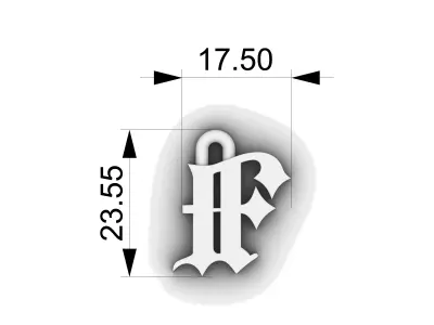 Gothic Letter F Pendant 3D print model