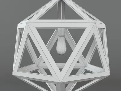 Restoration Hardware   Wood Polyhedron Pendant Smal Low-poly 3D model