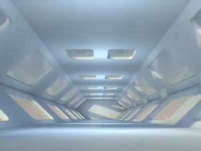 Sci Fi Corridor Low-poly 3D model 5