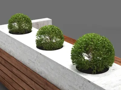 bench237 bench with two potted plants 3D model