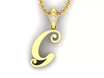 Light Gold Fancy Font Pendant G 3D print model