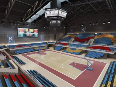Indoor Basketball Arena 3D Model Low-poly 3D model