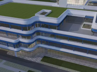 hospital building with 3D model