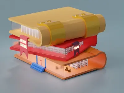 Miniature Library 3D blender  3D model