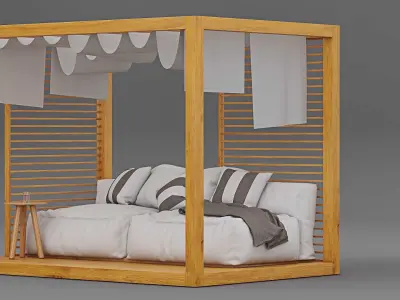 Modern Outdoor Pergola Vray Render Ready 3D model