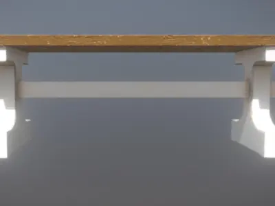 Game Ready Park Bench Wooden Painted Low-Poly Low-poly 3D model