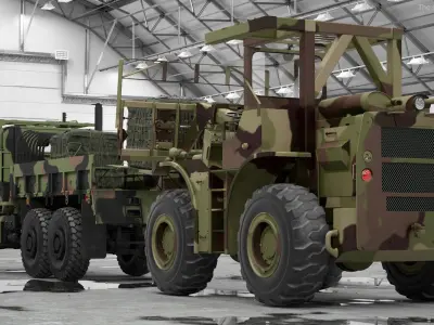  Military Forklift Loard Cargo to the OshKosh Truck 
