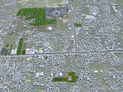 Pekanbaru Riau Indonesia 35km Low-poly 3D model