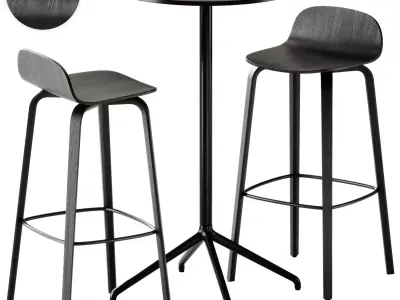 Visu Bar Stool and Still Cafe Table by Muuto 3D model