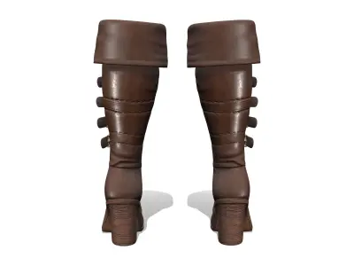 Brown Leather High Heel Elf Boots Low-poly 3D model