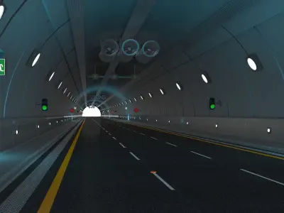 Highway Tunnel Adjustable and Rigged 3D model