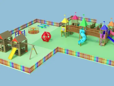 Playground Park Landscape Design 3D model