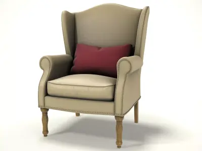 wingback chair fhouse 010 Low-poly 3D model