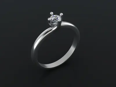 Engagement ring with diamond gem 3 mm for  CNC or  3D print model