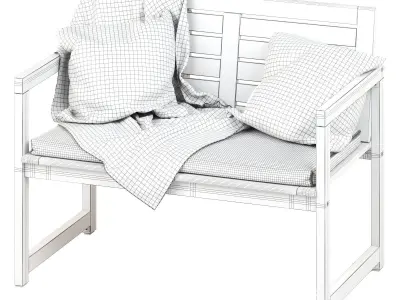 NAMMARO Bench with backrest and pillows IKEA 3D model