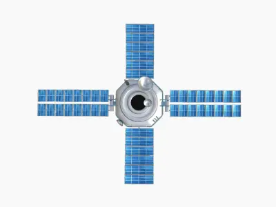 Satellite H03 White Blue - SciFi Space Design Low-poly 3D model