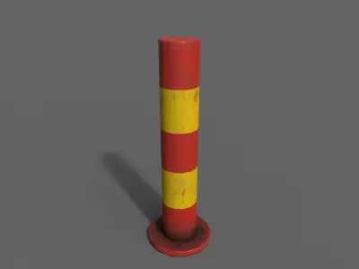 PBR Bollard RedYellow Low-poly 3D model
