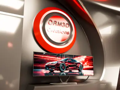 Futuristic Red Exhibition Modern booth 3D Trade Show Design 3D model