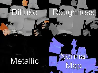 Professional Businesswoman D Model with Gray Suit and Red Hair Low-poly 3D model