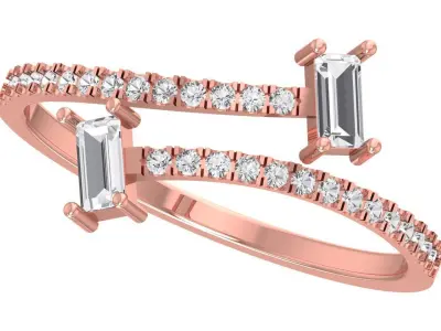 Solitaire Women Light Weight Baguette Stone Band Ring 3D print model get