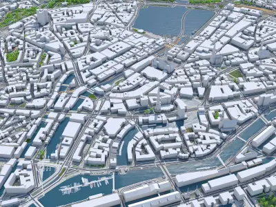 Hamburg Downtown Germany Low-poly 3D model