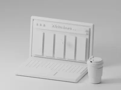 Notebook And Coffee 3D model