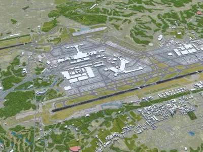 Narita Airport 15km Low-poly 3D model