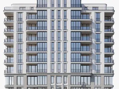 Modern residential building 4 3D model