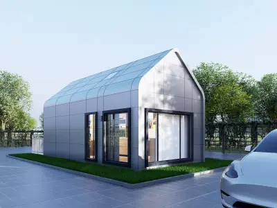 Modern Timber Frame Tiny House with Full Interior -3D Model 3D model