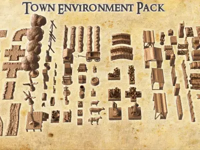 Town Environment Pack Tabletop Terrain 28 MM 3D print model