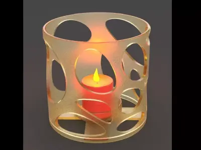 Candlestick candle holder with orange light inside 3D print model