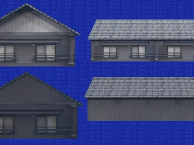 4 Traditional Japanease House Model Pack Low-poly 3D model